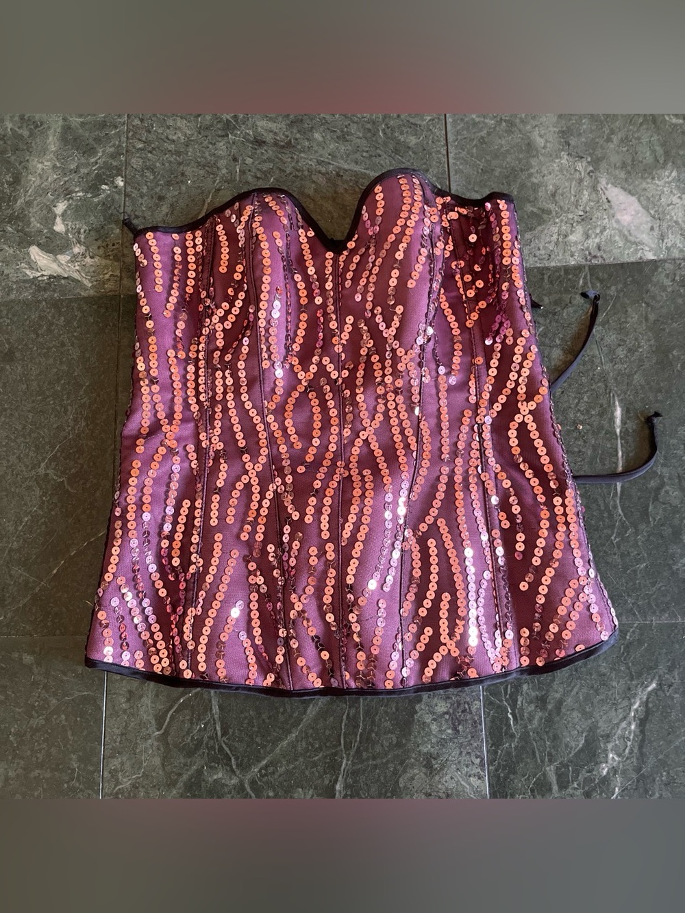 Shirley of Hollywood Pink Sequin Strapless Bustier Top